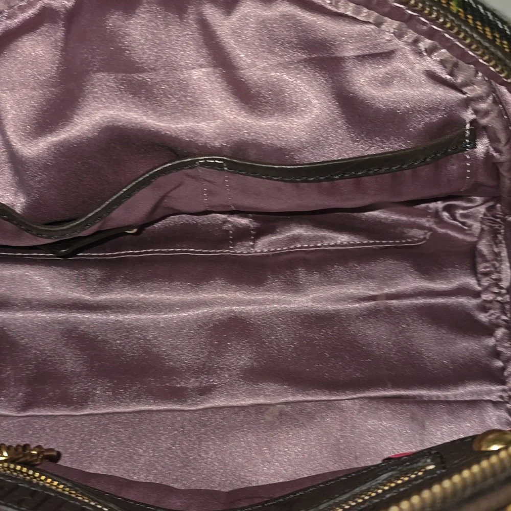 Juicy Couture Brown and Green Plaid Bowler Bag